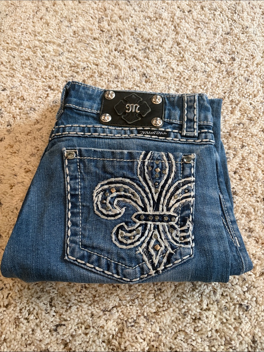 Miss Me Blue Jeans with Subtle Distress